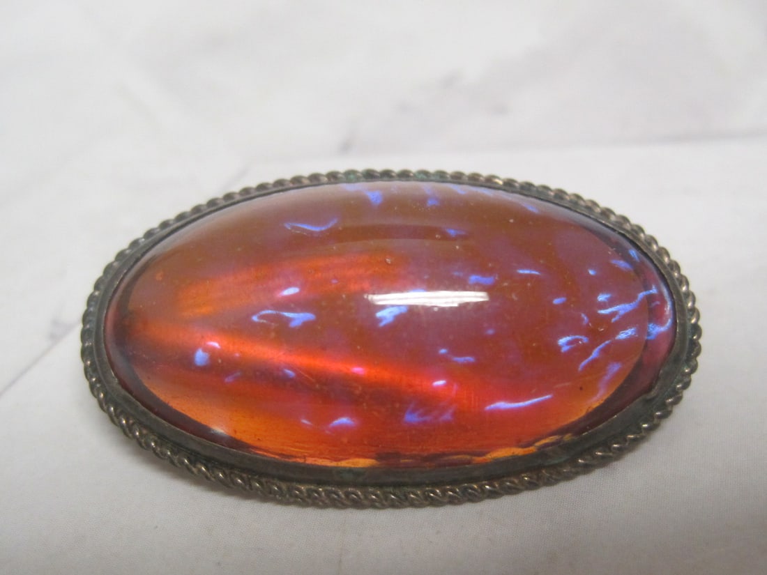 Antique Sterling Silver Dragon's Breath Brooch: .