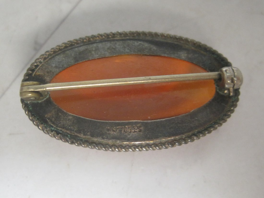 Antique Sterling Silver Dragon's Breath Brooch - 4