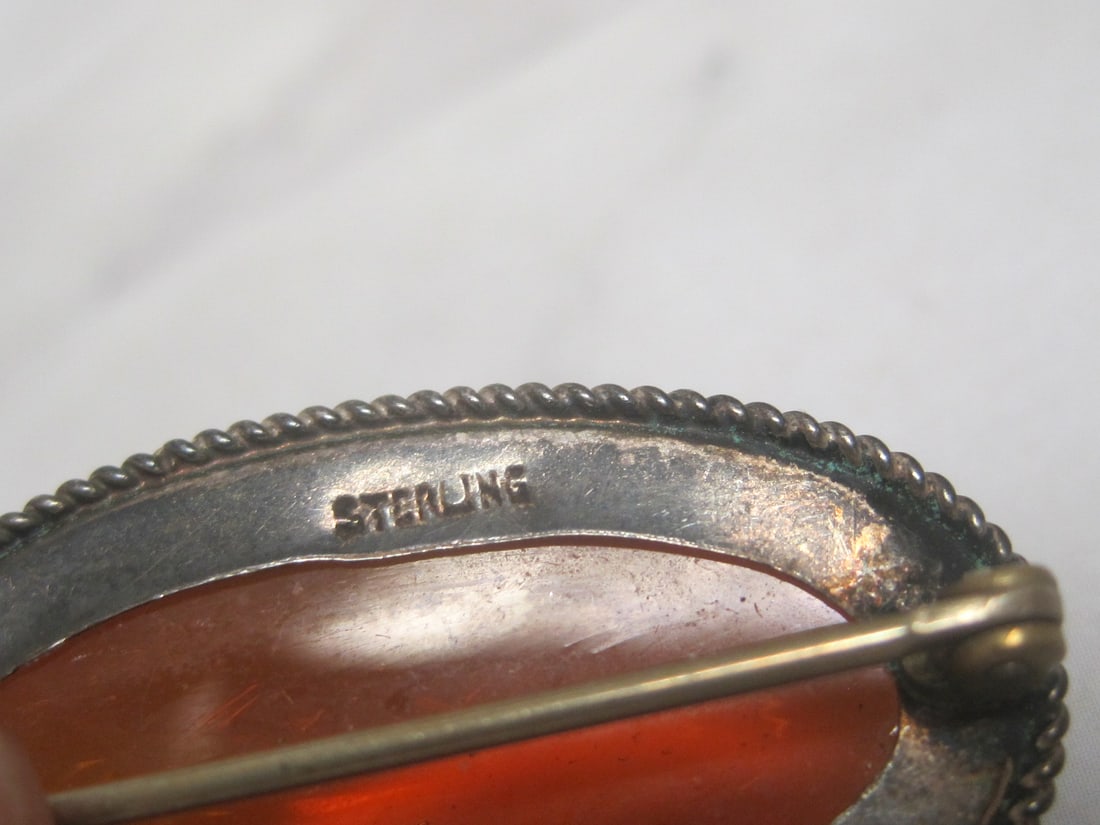 Antique Sterling Silver Dragon's Breath Brooch - 5