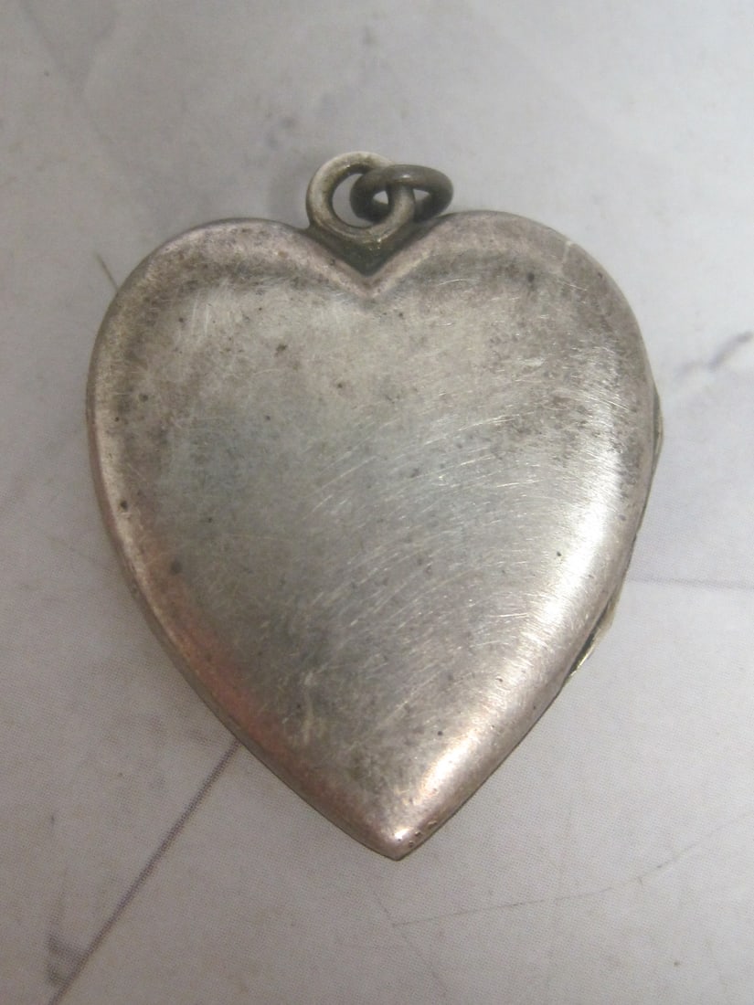 Antique Sterling Silver Heart Locket - 2
