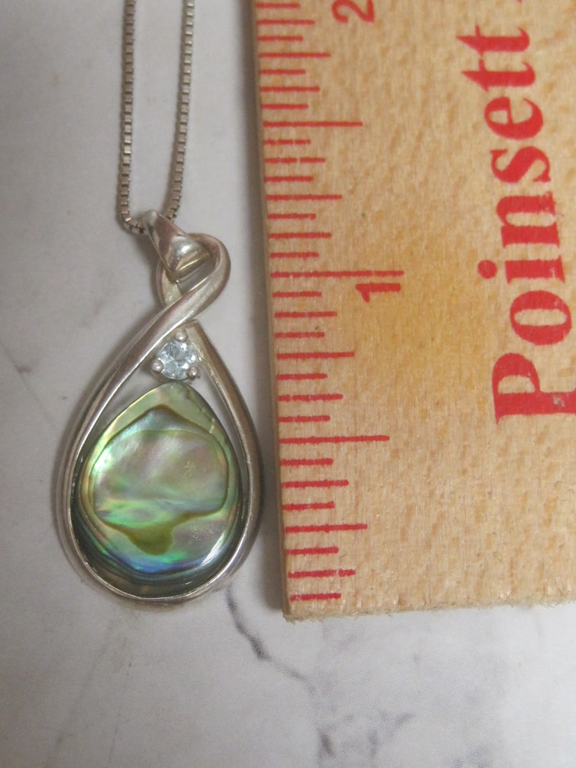 Sterling Silver Mother of Pearl Pendant on 18" Sterling Silver Chain - 5