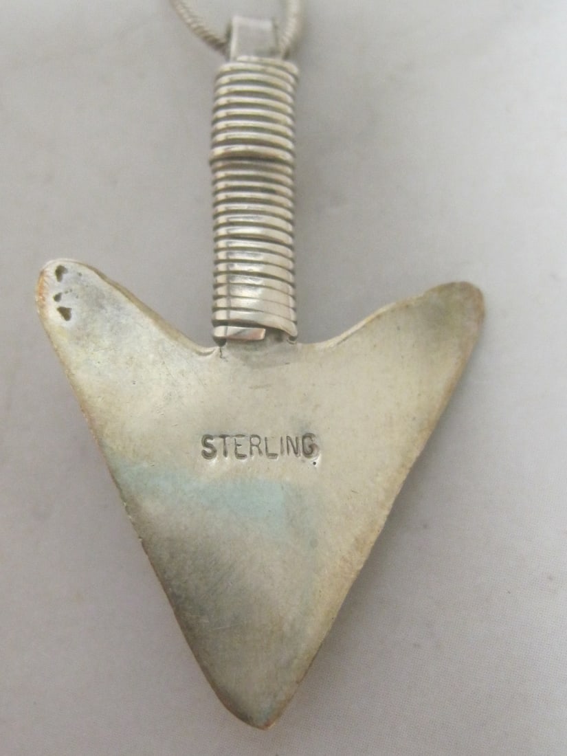 Sterling Silver Native American Style Pendant with Turquoise Stone - 4