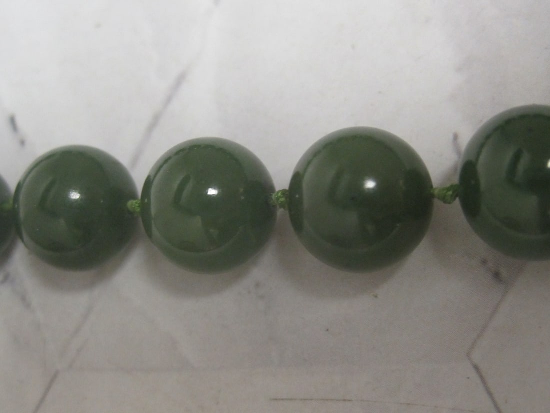 30" Jade Bead Necklace with 14k Gold Clasp - 3