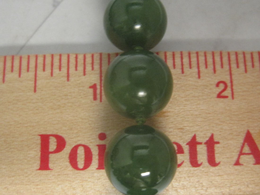 30" Jade Bead Necklace with 14k Gold Clasp - 4