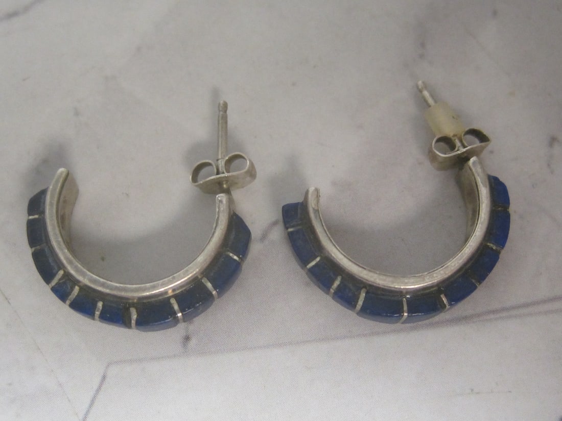Nastacio Sterling Silver Native American Lapis Earrings - 2