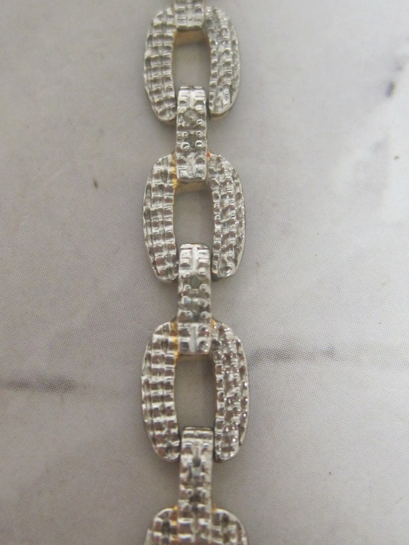 7" Sterling Silver Vermeil Bracelet with CZ Stones - 3