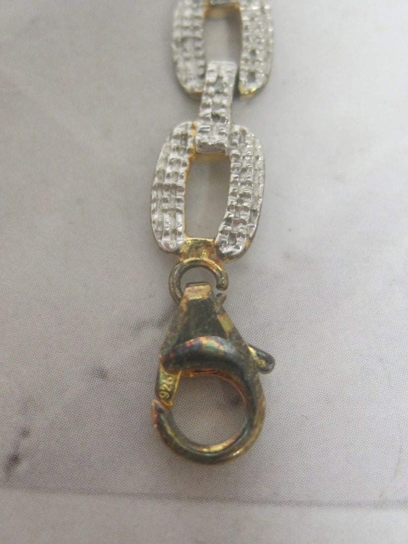 7" Sterling Silver Vermeil Bracelet with CZ Stones - 4