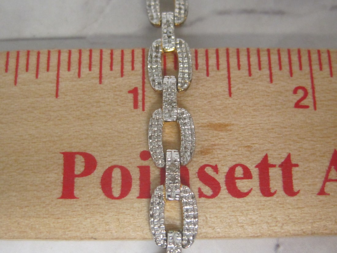 7" Sterling Silver Vermeil Bracelet with CZ Stones - 5