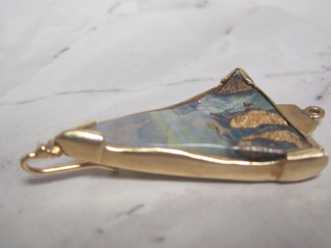 Custom Rough Cut Opal Earring Jackets in 14k Gold Bezels - 3