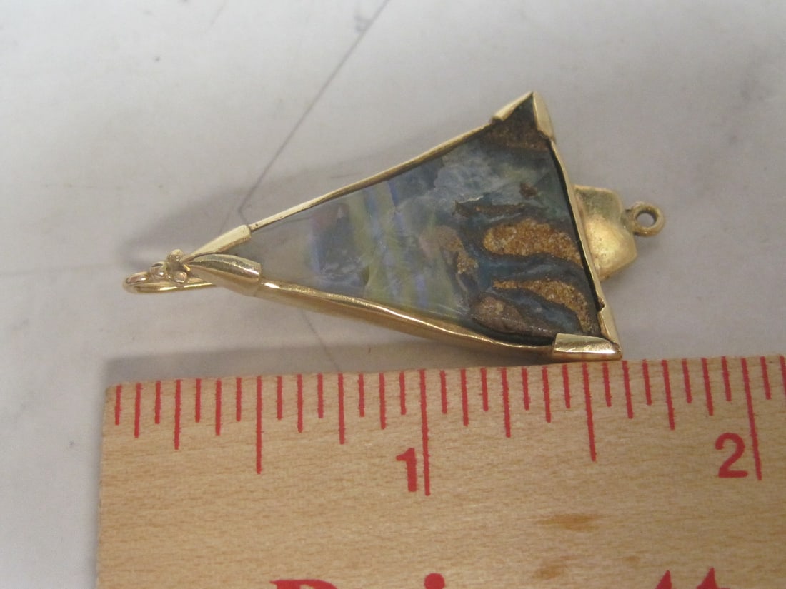 Custom Rough Cut Opal Earring Jackets in 14k Gold Bezels - 7