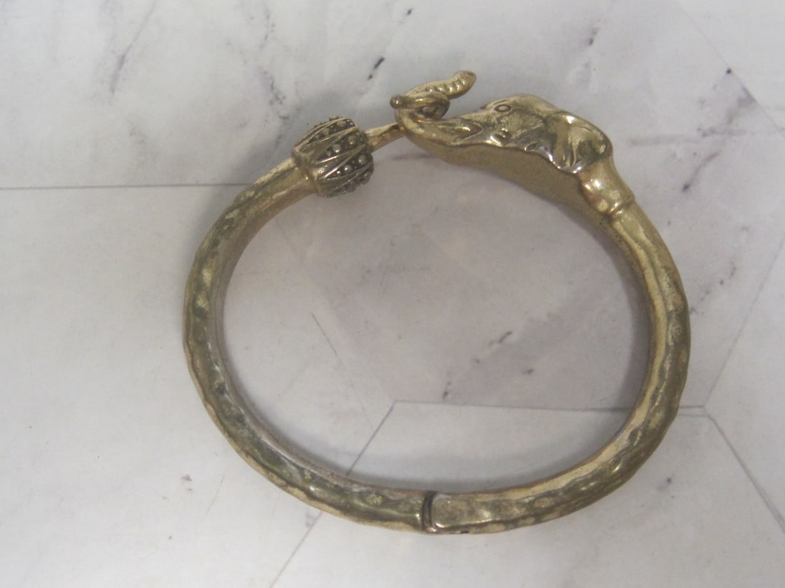 Lucky Brand Elephant Hinged Bangle Bracelet: .