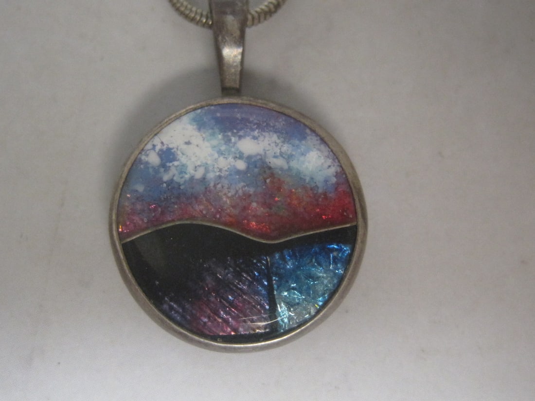 Sterling Silver Unique Design Dissc Pendant on 15" Sterling Silver Chain - 2