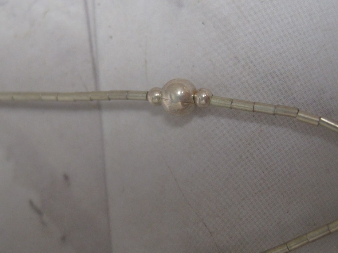 16" Sterling Silver Liquid Silver Chain with Sterling Silver Opal Pendant - 4