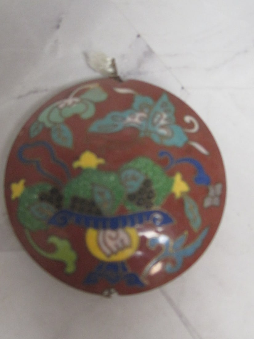 Antique Cloisonne Puffed Pendant: .