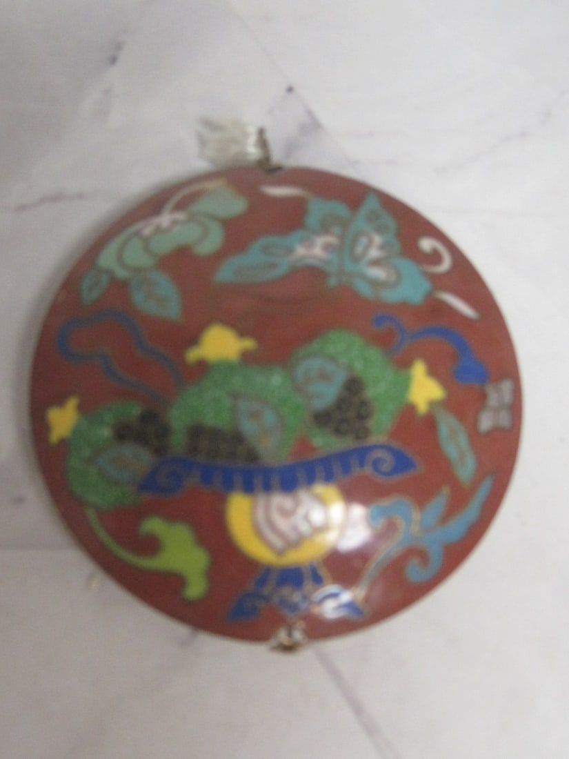 Antique Cloisonne Puffed Pendant - 2