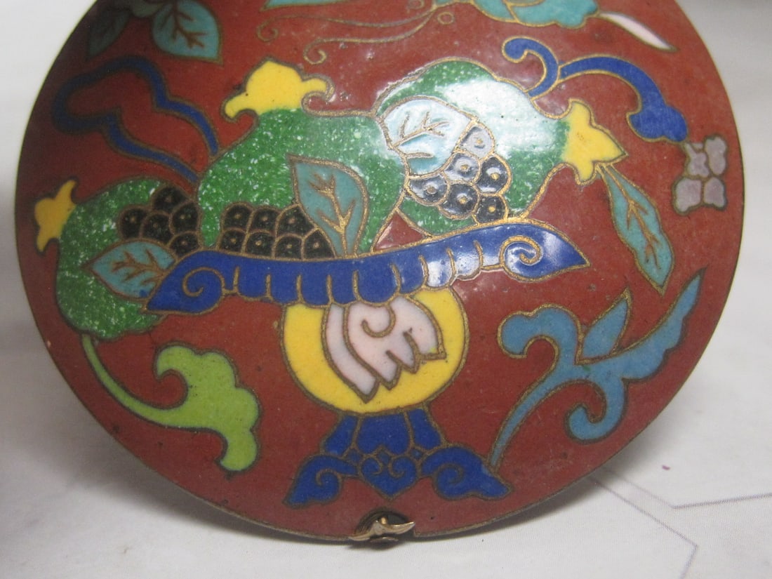 Antique Cloisonne Puffed Pendant - 3