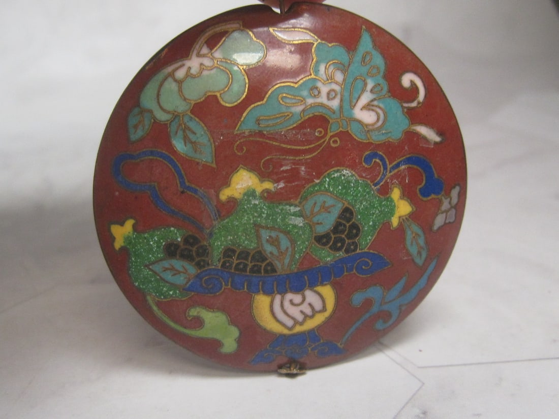 Antique Cloisonne Puffed Pendant - 5