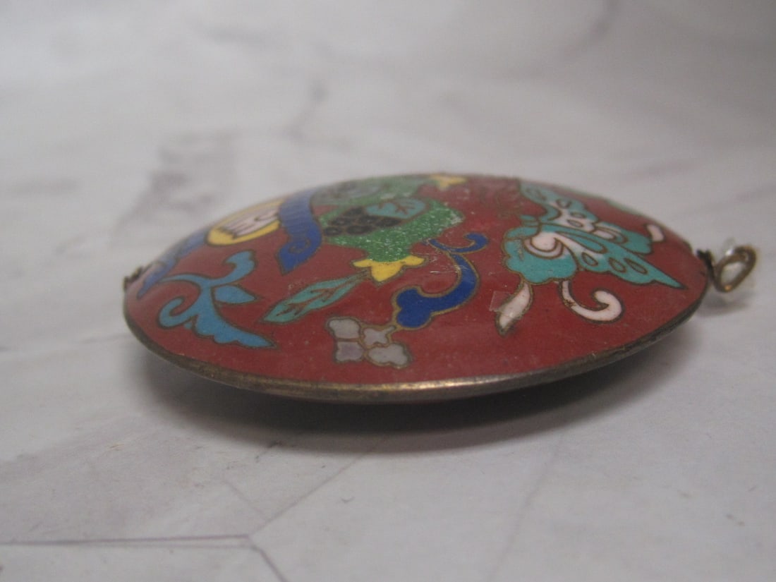 Antique Cloisonne Puffed Pendant - 6