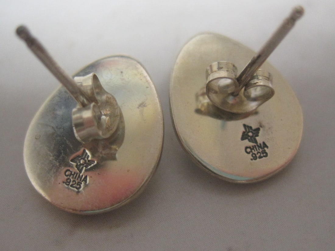 Sterling Silver Bear Paw Earrings with Turquoise Stones - 3