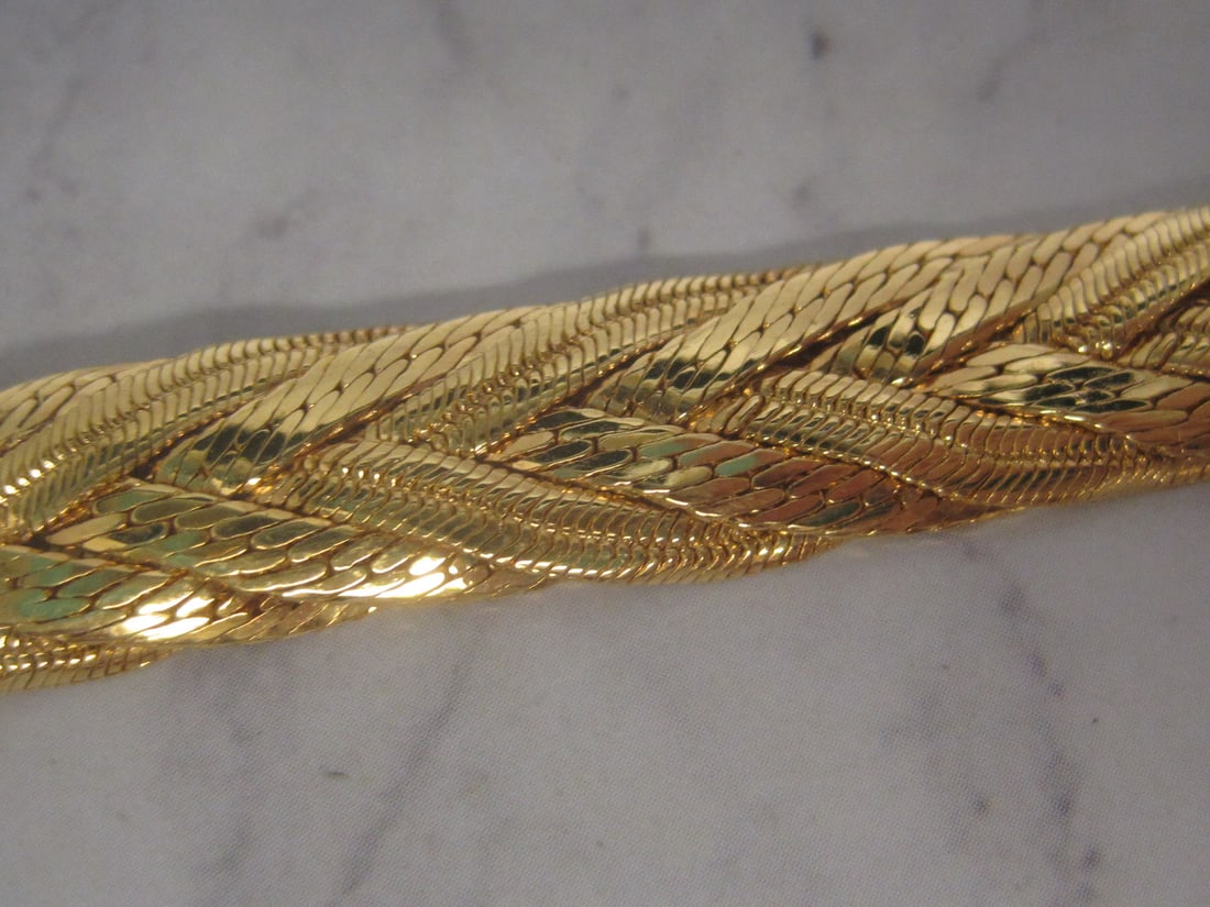 7 1/2" Napier Goldtone Woven Braided Bracelet - 2
