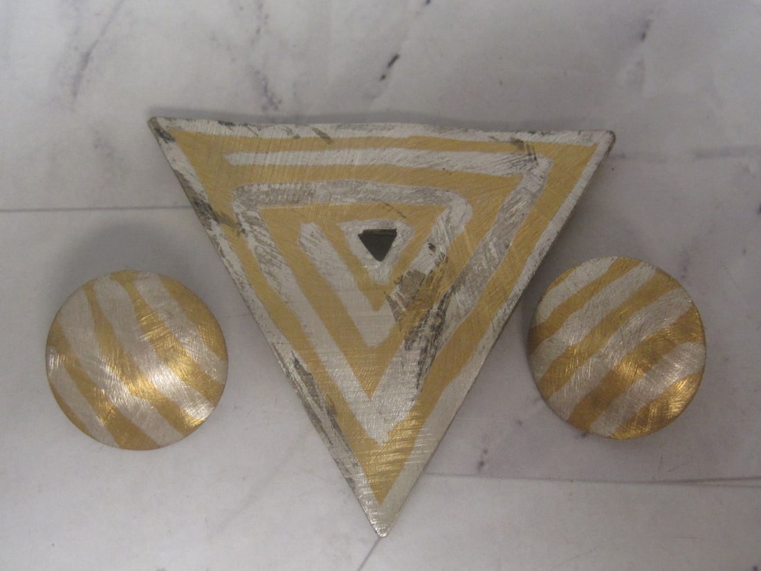 Artisan Jan Suchodolski Sterling Silver Brooch & Pierced Earrings: Weighs 21.5 grams