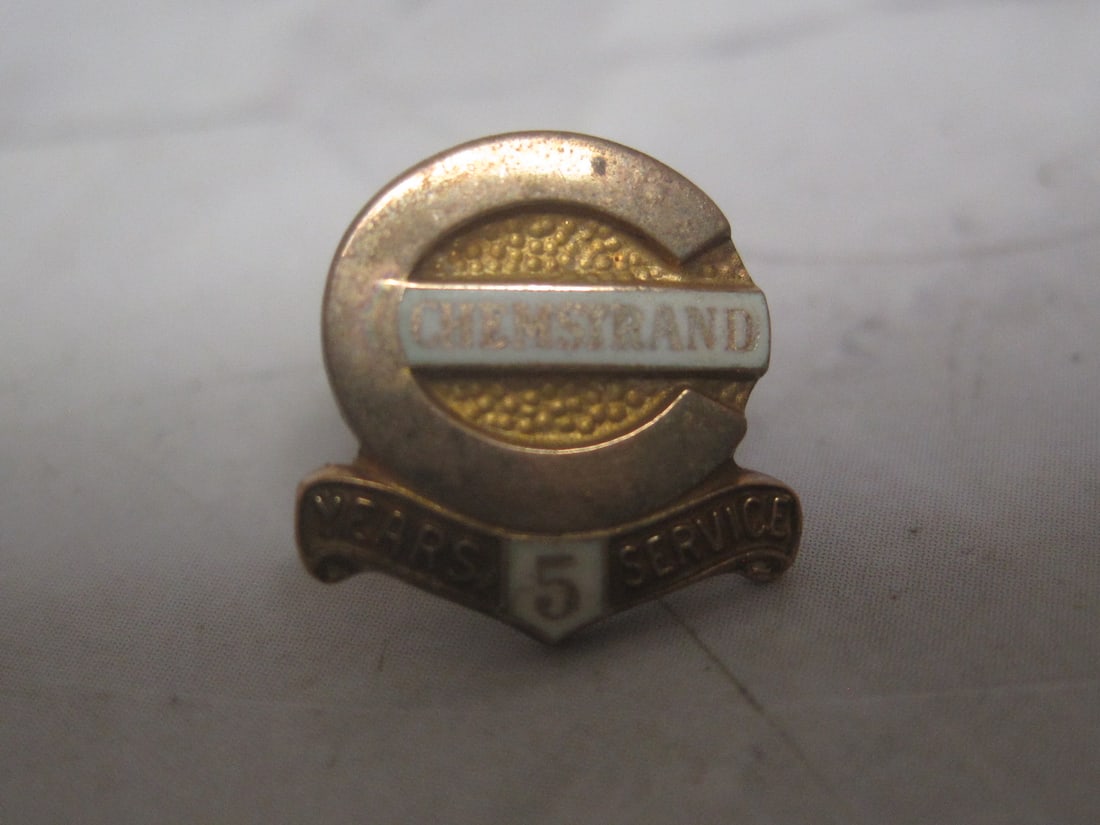 10k Gold Chemstrand 5 Year Service Lapel Pin: Weighs 1.3 gram