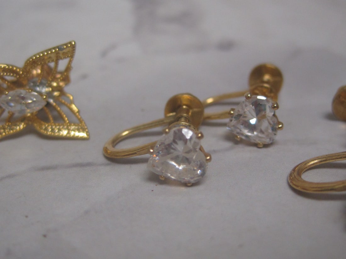 Lot of 3 Pairs of Gold-Filled CZ Earrings - 3
