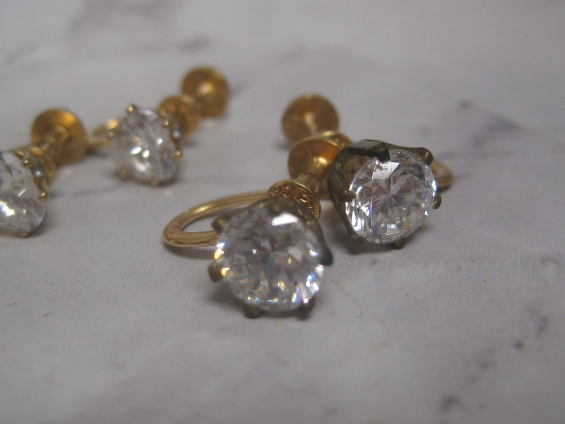 Lot of 3 Pairs of Gold-Filled CZ Earrings - 4