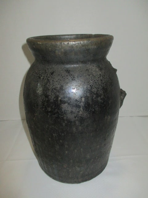 Antique Tobacco Glaze Style Turned Pottery Crock (1 of 4)