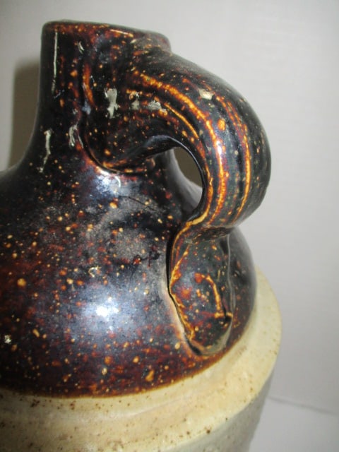 Antique Brown/White Salt Glaze Shoulder Stoneware Jug - 3