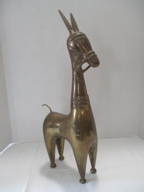 Heavy Brass Donkey Figure: 17"h