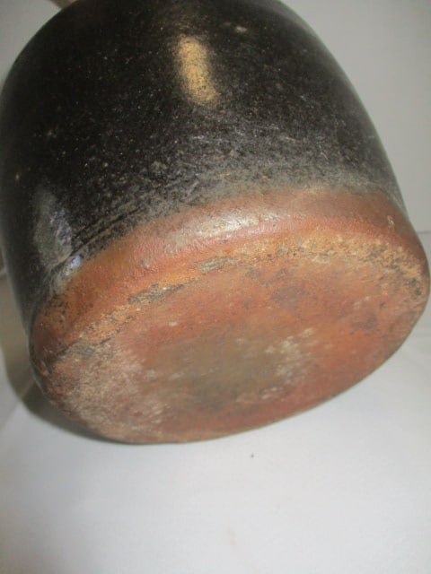 Antique Turned Pottery Pitcher with Molded Spout and Applied Handle - 4