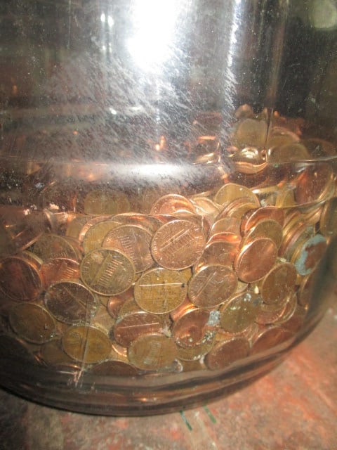 Old Glass Car Boy with Pennies - 2