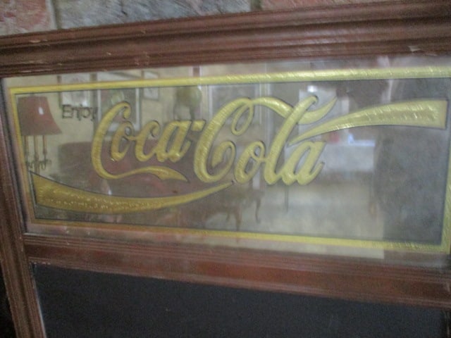 Framed "Enjoy Coca-Cola" Mirror Black Board Advertisement Message/Menu Board - 2