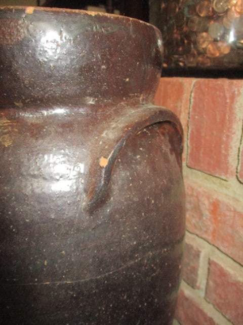 Vintage 4 Gallon Brown Glazed Turned Pottery Churn Crock - 3