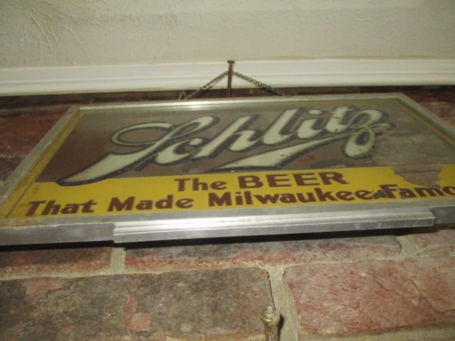 Vintage "Schlitz The Beer That Made Milwaukee Famous" Reverser Printed Glass - 2