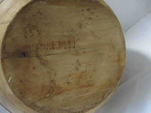 Signed 1999 Turned Round Wood Bowl - 3