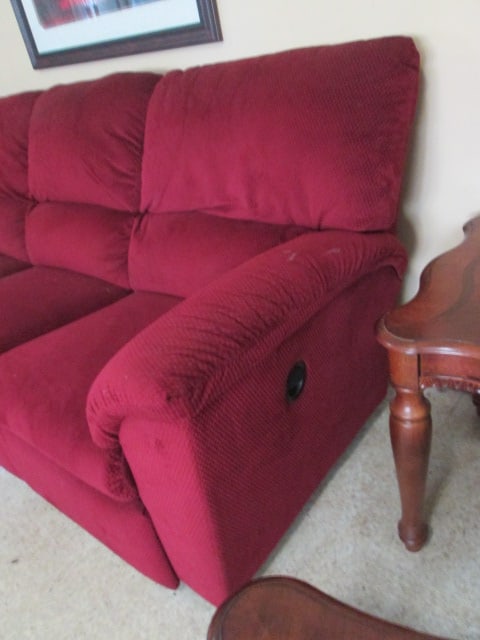 La-Z-Boy Burgundy Upholstered Double Recliner Sofa - 2