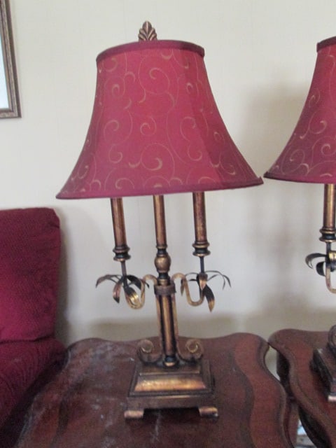 Pair of Bronzed Bouillotte Style Table Lamps - 7