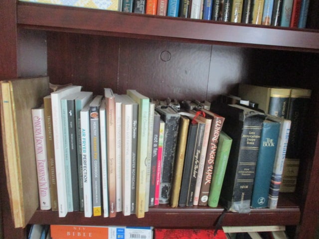 Mahogany Grain Bookcase and Books - 3