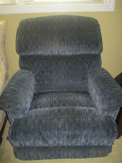 La-Z-Boy Blue Velour Rocking Recliner (1 of 3)