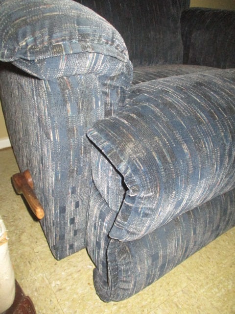 La-Z-Boy Blue Velour Rocking Recliner - 2