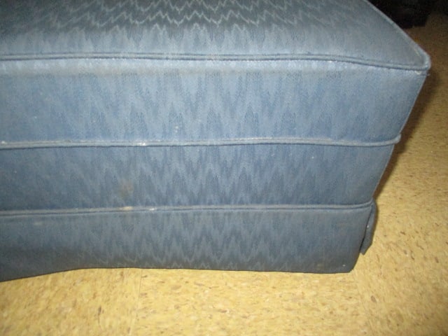 Les Brown Chair Co. Blue Upholstered Rolled Arm Chair and Ottoman - 3