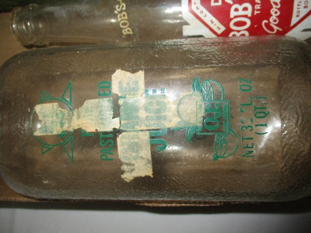 Vintage A&P Glass Orange Juice Bottle, Bob's Cola Bottles and Wood's Beverage Bottle - 2