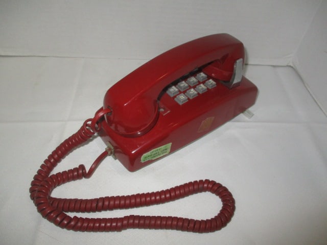 Retro Western Electric Red Wall Mount Push Button Phone: .