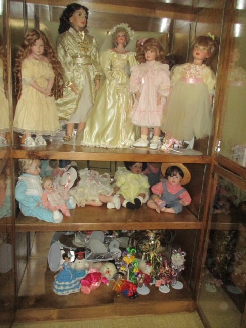 Large Collection of Hand Made Dolls and Doll Parts: Consigner's mother had ceramic molds and kiln-poured and fired head, hands and feet. She even made most of the wardrobe