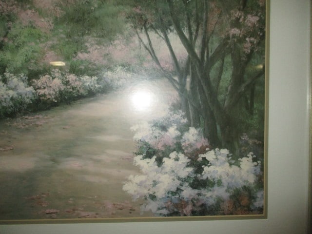 Framed and Matted Impressionist Style Spring Garden Path Landscape - 3