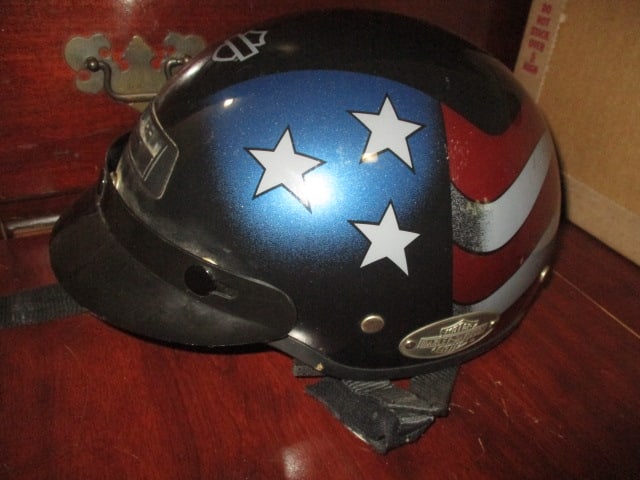 Harley-Davidson Skull Cap Helmet with American Flag Designs: Size XXS, DOM 03/03