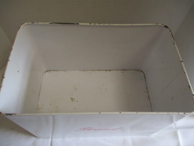 Red & White Tin "Bread" Box - 3