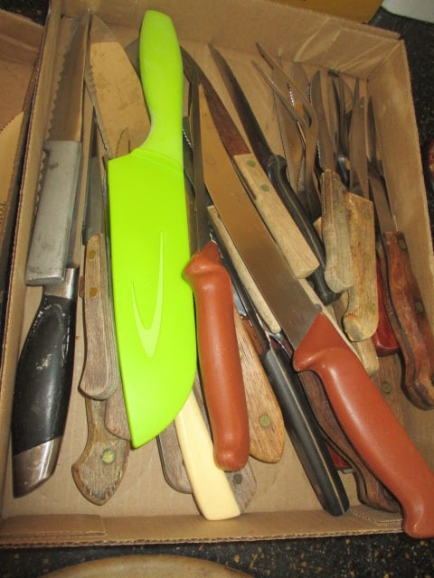 Large Grouping of Kitchen Knives: .